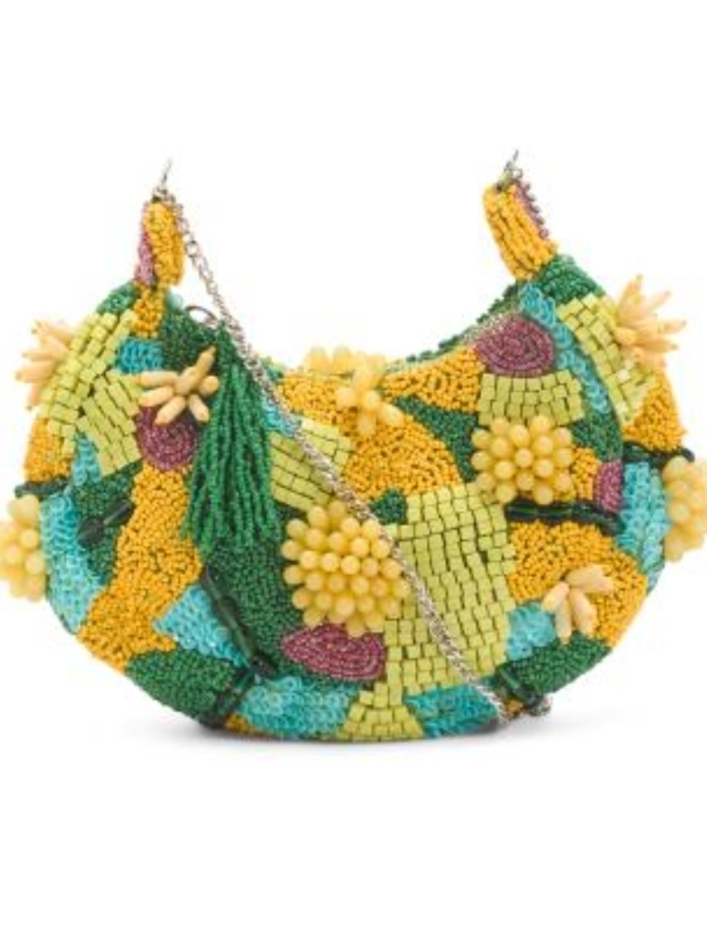 💛🔹️From India To You 🔹️3D Absract Beaded Floral Crescent Shoulder